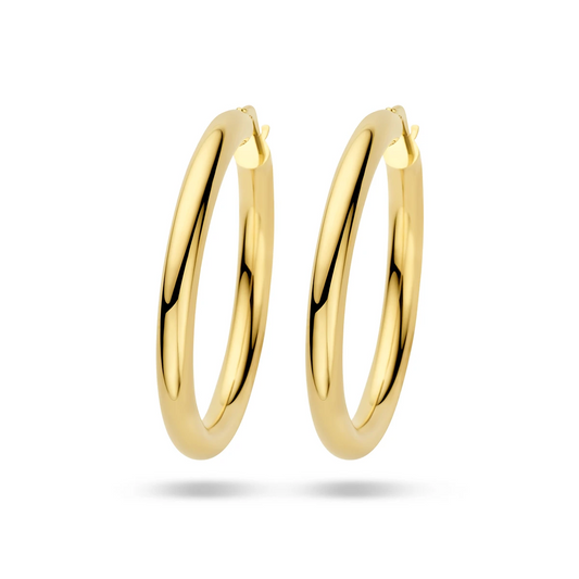 oorringen 4,0 mm ronde buis 14K geelgoud