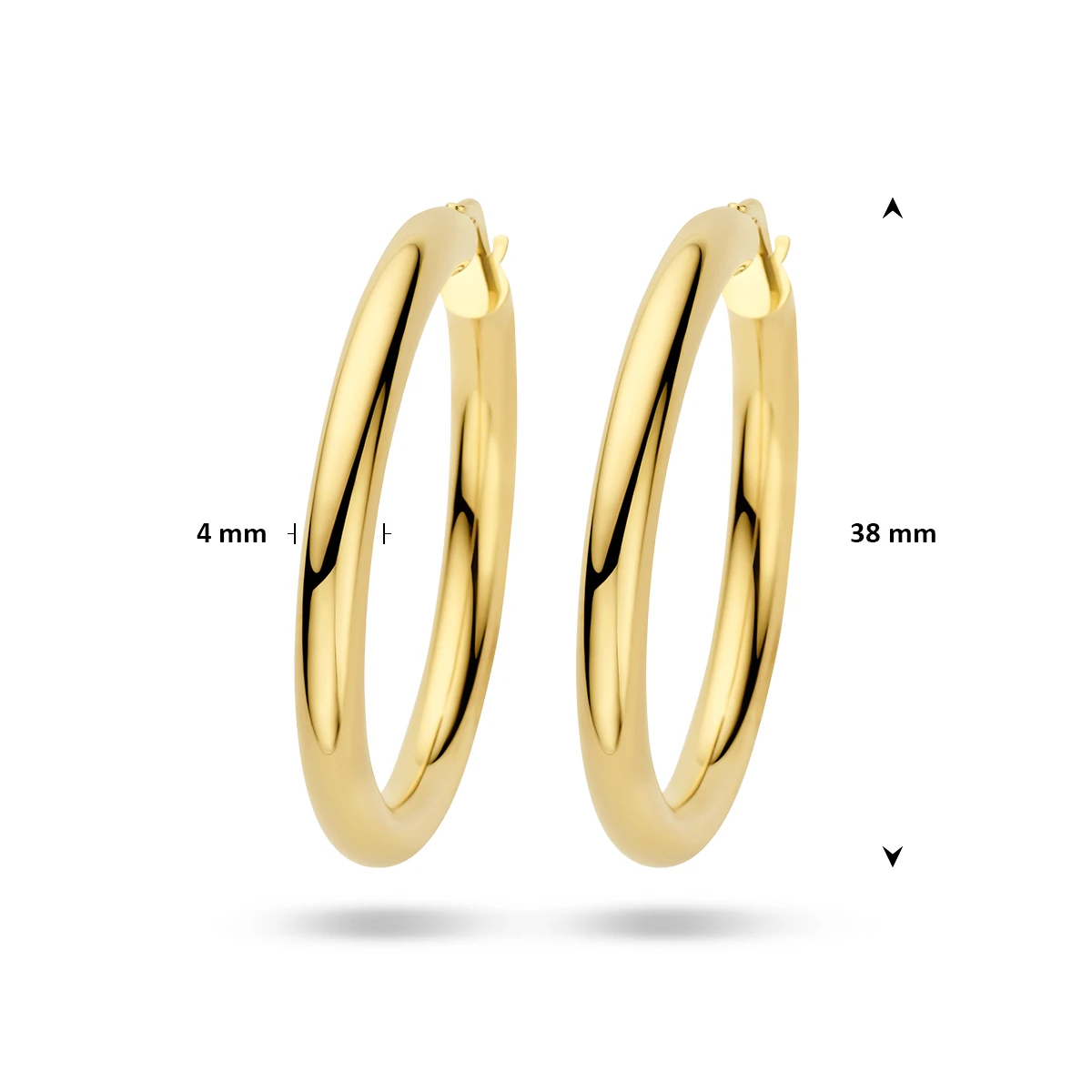 oorringen 4,0 mm ronde buis 14K geelgoud