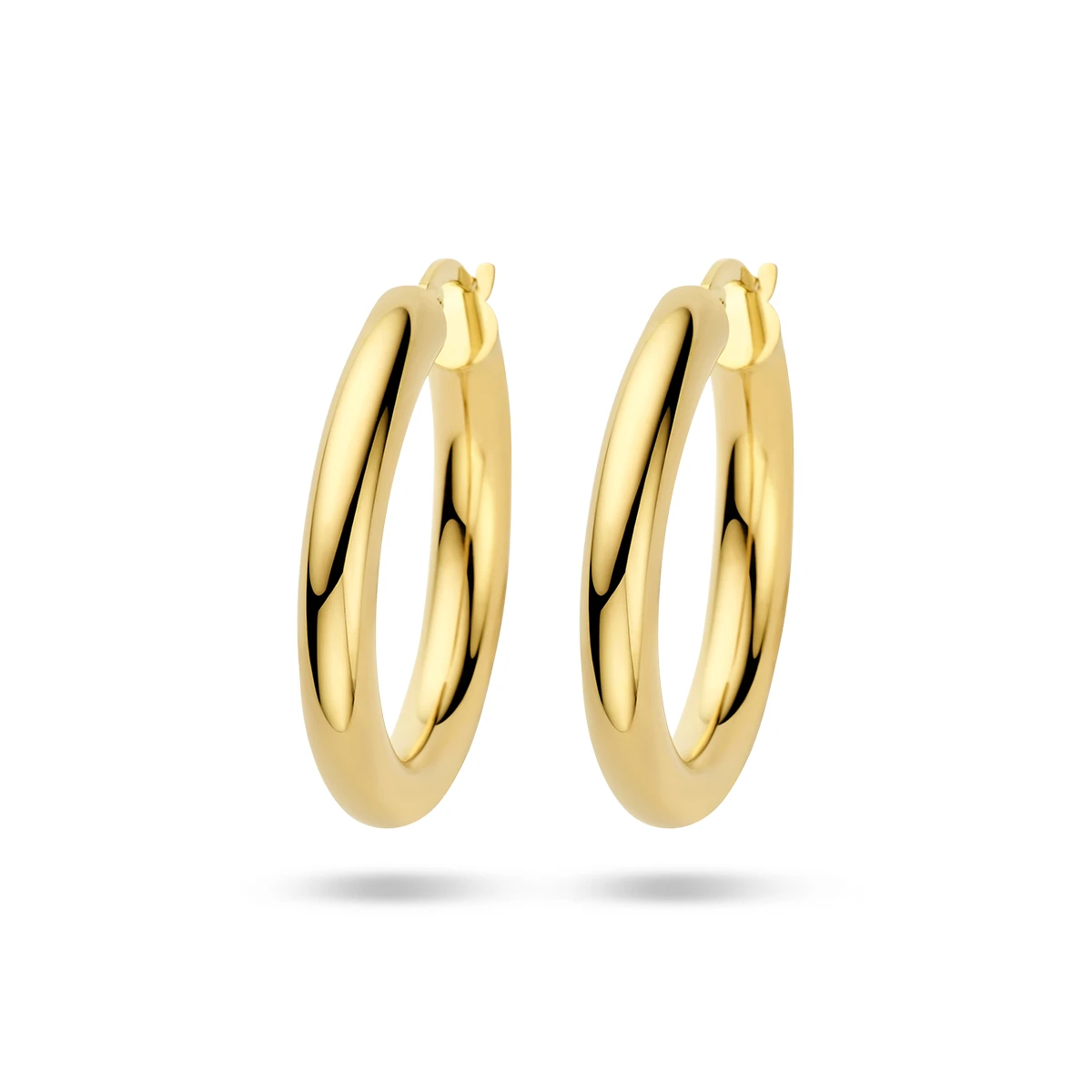 oorringen 4,0 mm ronde buis 14K geelgoud