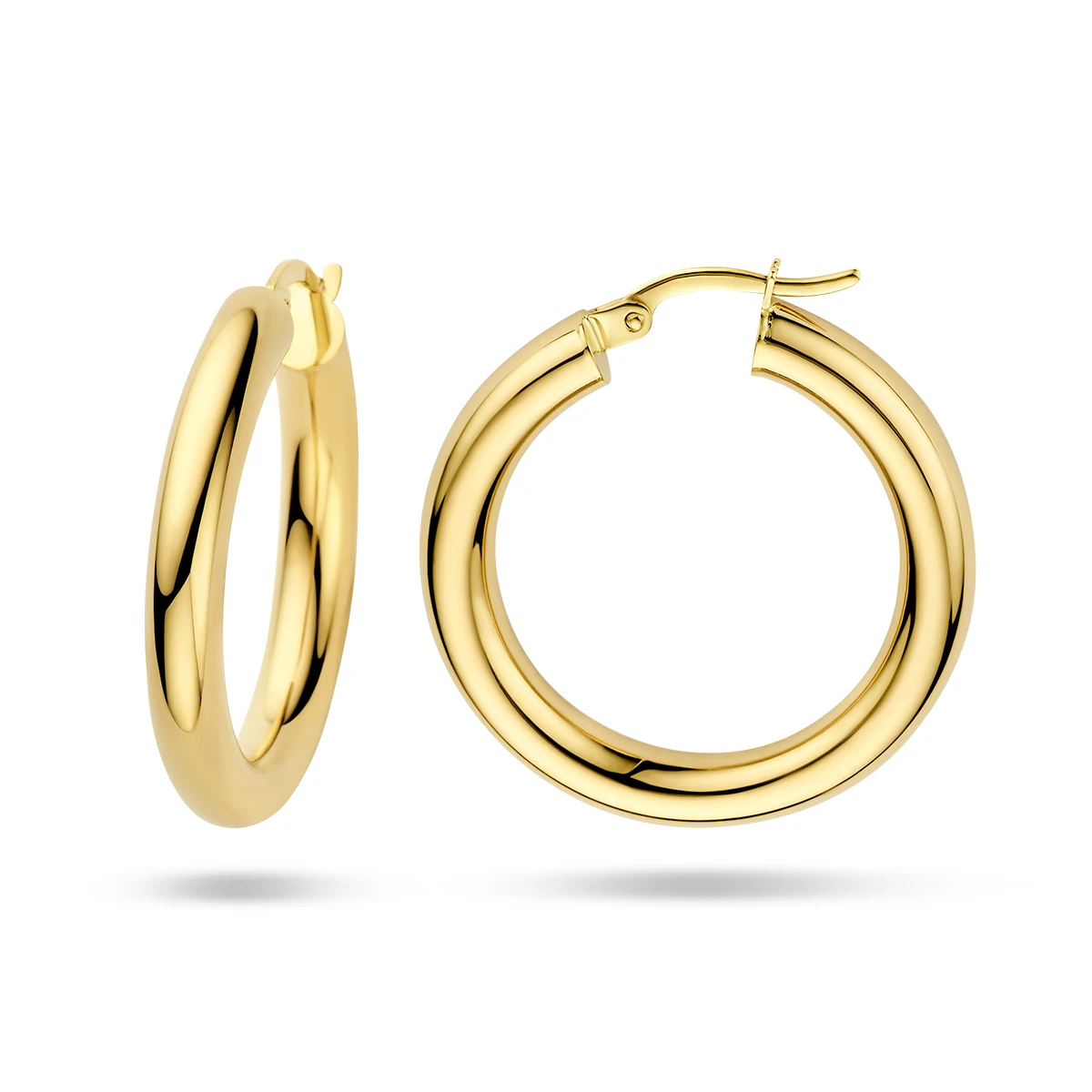 oorringen 4,0 mm ronde buis 14K geelgoud