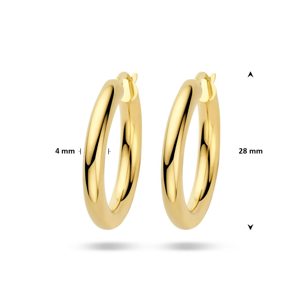 oorringen 4,0 mm ronde buis 14K geelgoud