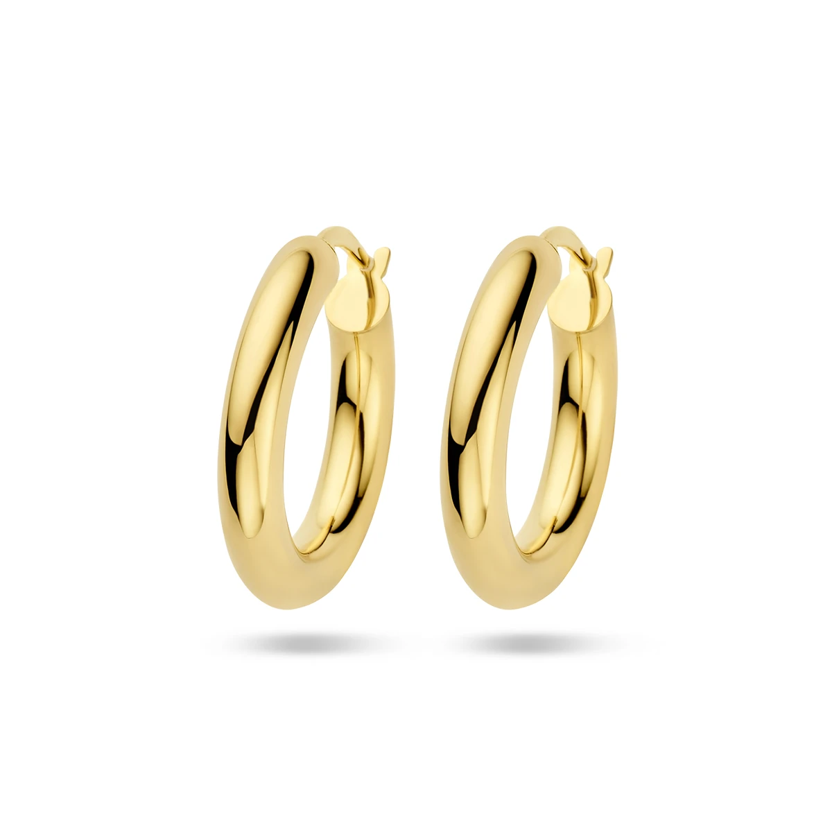 oorringen 4,0 mm ronde buis 14K geelgoud