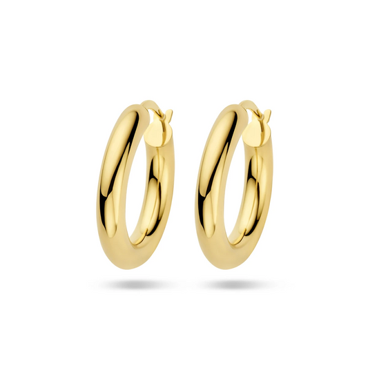 oorringen 4,0 mm ronde buis 14K geelgoud