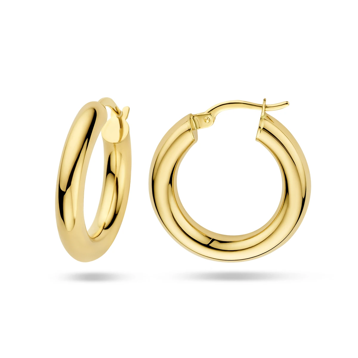 oorringen 4,0 mm ronde buis 14K geelgoud