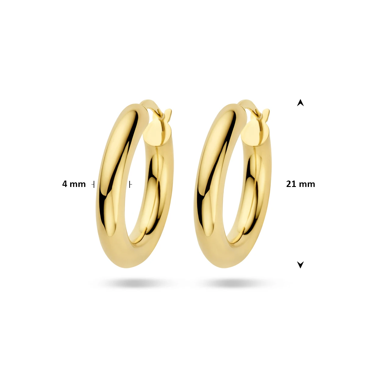 oorringen 4,0 mm ronde buis 14K geelgoud