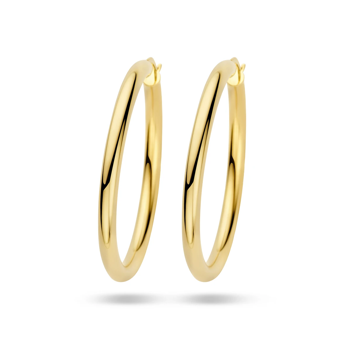oorringen 4,0 mm ronde buis 14K geelgoud