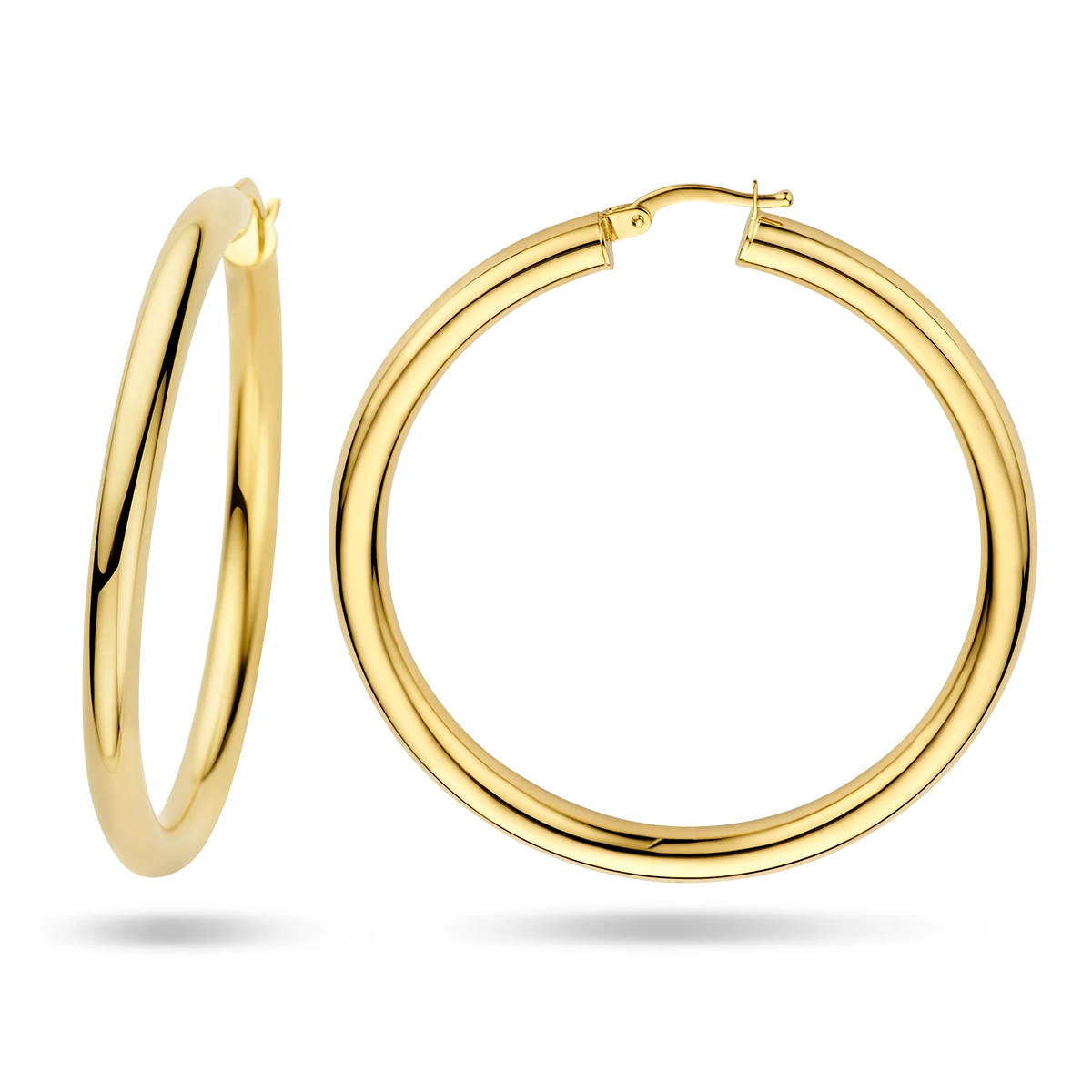oorringen 4,0 mm ronde buis 14K geelgoud