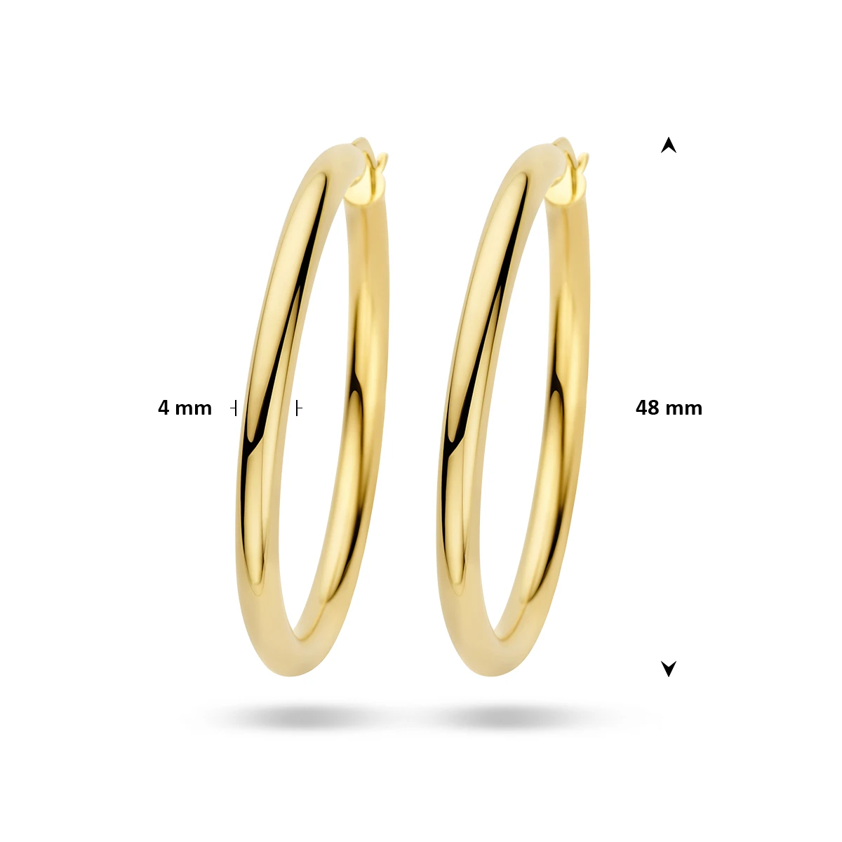 oorringen 4,0 mm ronde buis 14K geelgoud