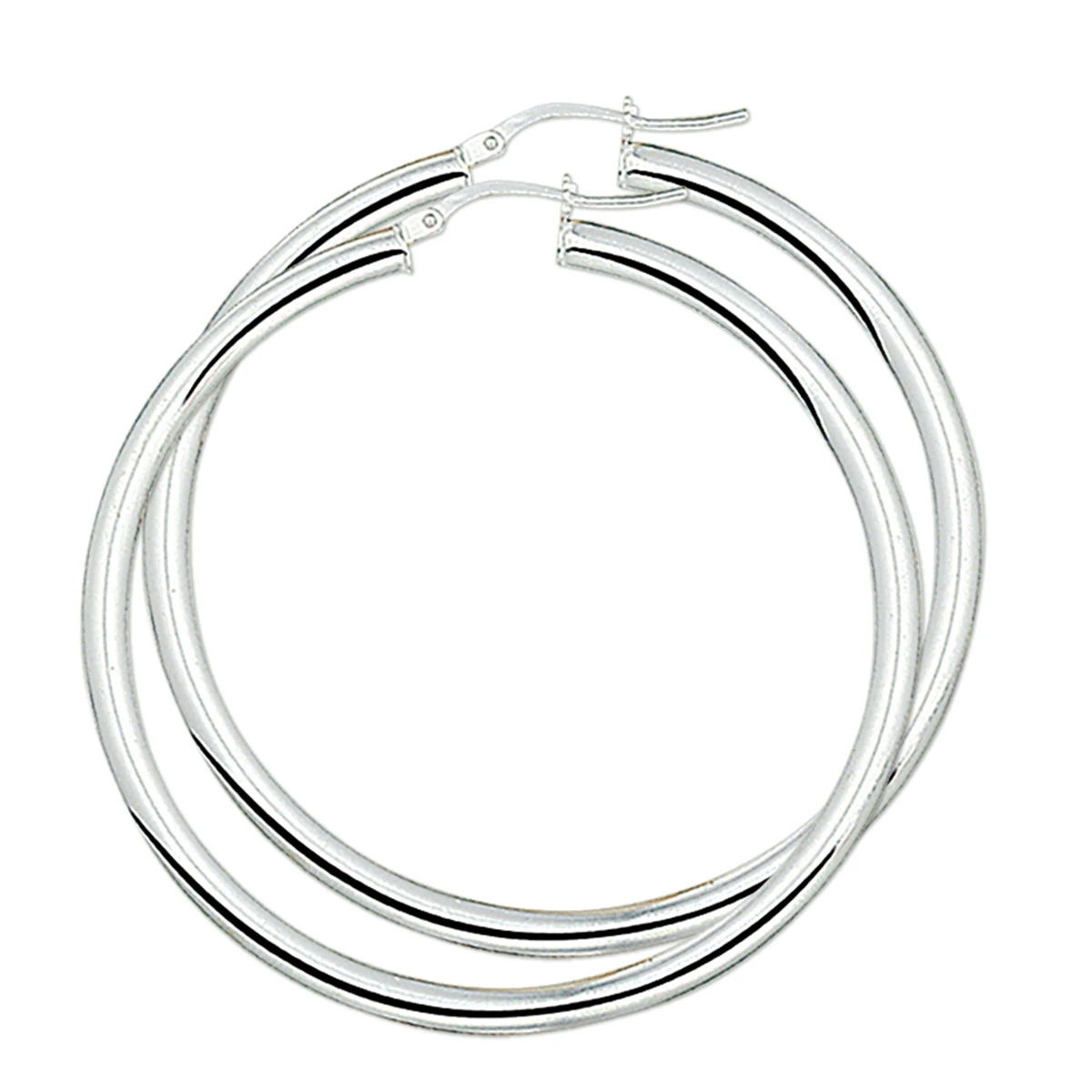 oorringen 4,0 mm ronde buis zilver wit