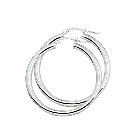 oorringen 4,0 mm ronde buis zilver wit