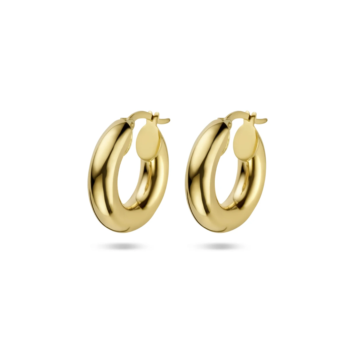 oorringen 5,0 mm ronde buis 14K geelgoud