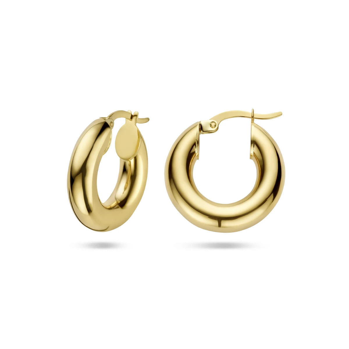 oorringen 5,0 mm ronde buis 14K geelgoud