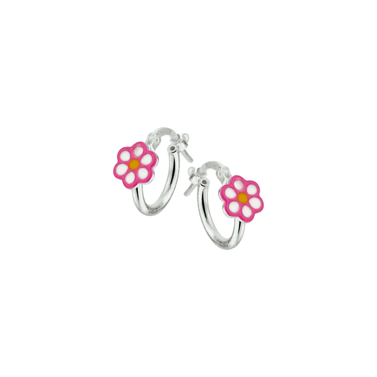 oorringen bloem zilver wit