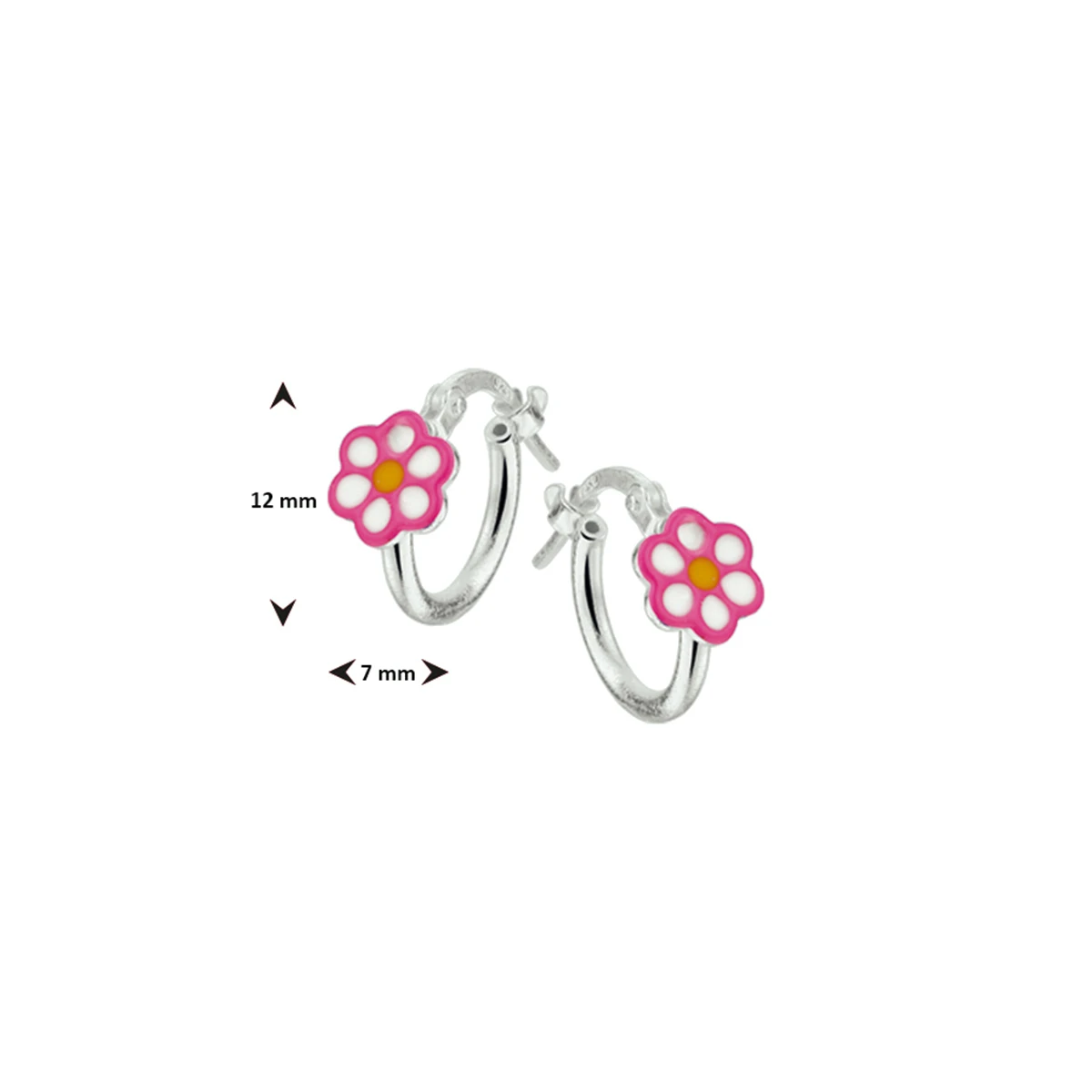 oorringen bloem zilver wit