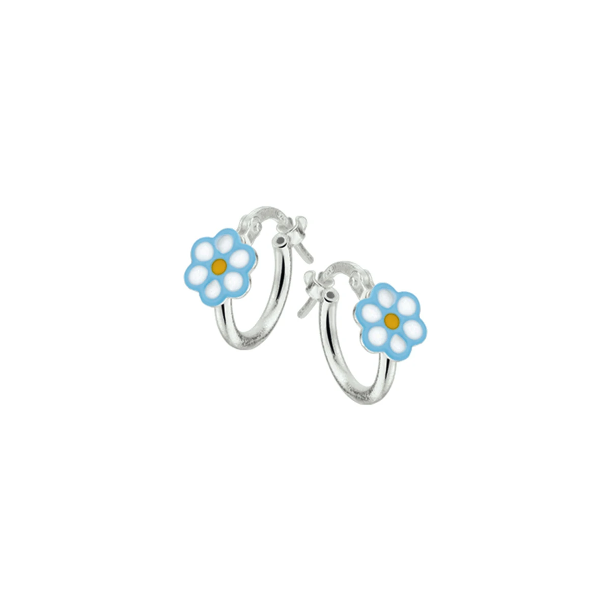 oorringen bloem zilver wit