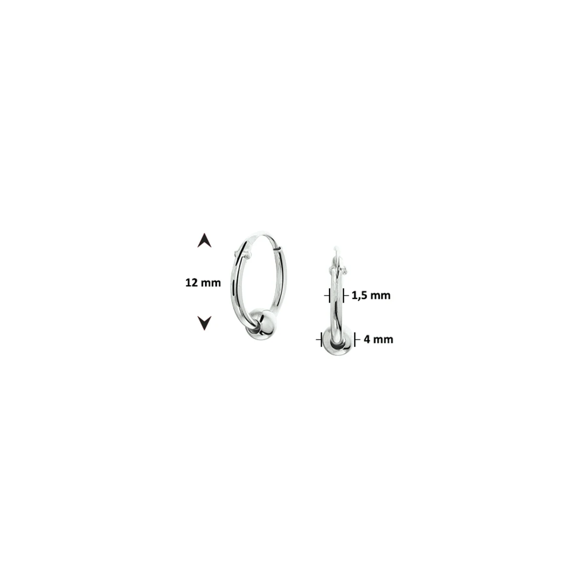 oorringen bol zilver gerhodineerd
