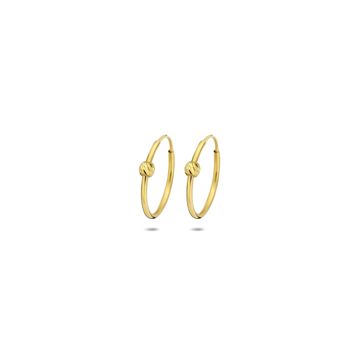 klapoorringen bolletje 14K geelgoud