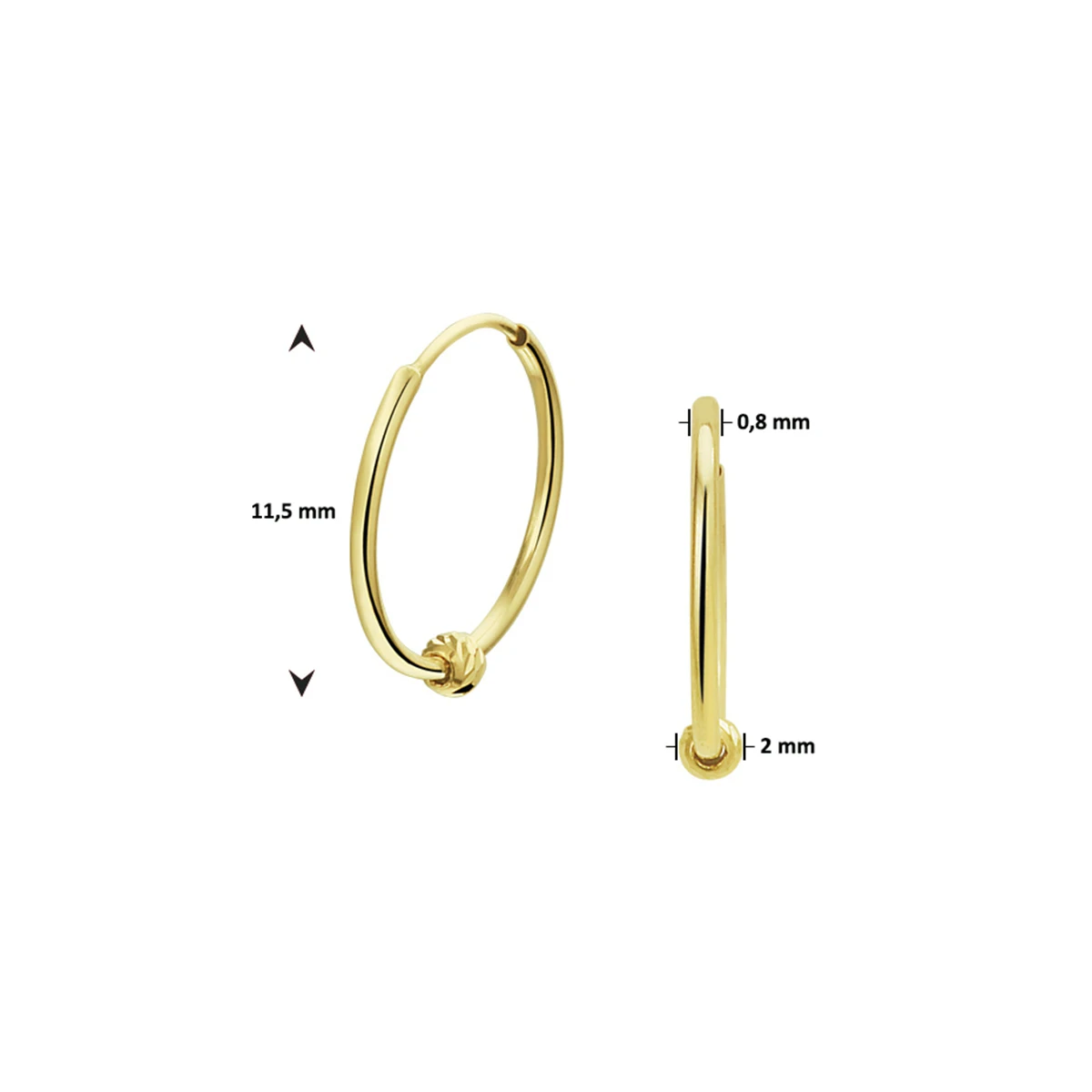 klapoorringen bolletje 14K geelgoud