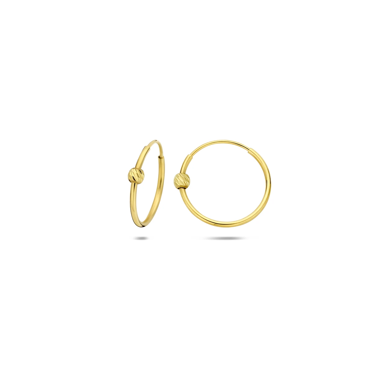 klapoorringen bolletje 14K geelgoud