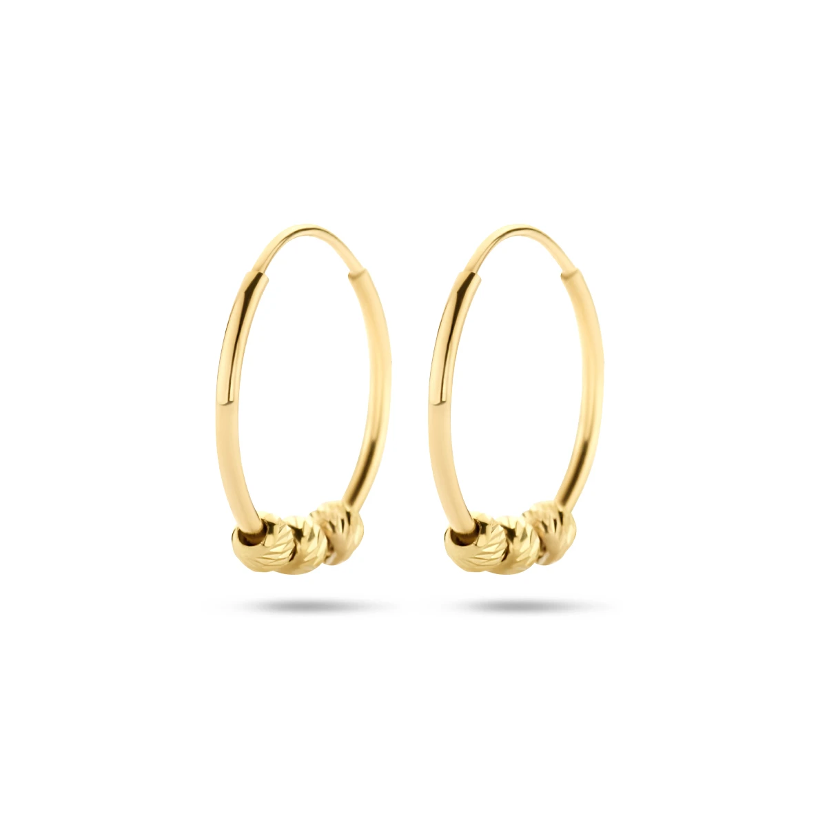 klapoorringen bolletjes 11,5 mm 14K geelgoud