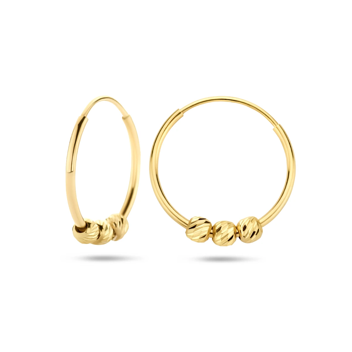 klapoorringen bolletjes 11,5 mm 14K geelgoud