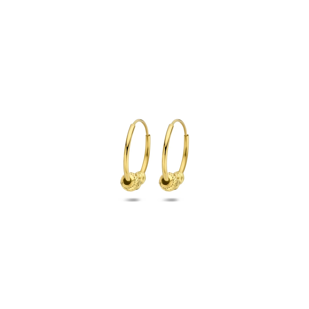 klapoorringen bolletjes 14K geelgoud