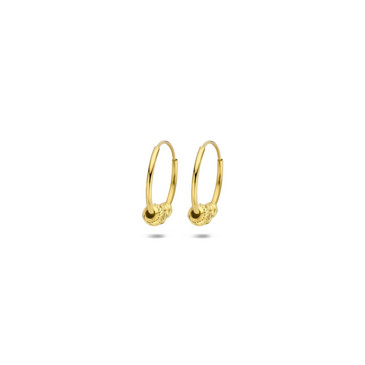 klapoorringen bolletjes 14K geelgoud