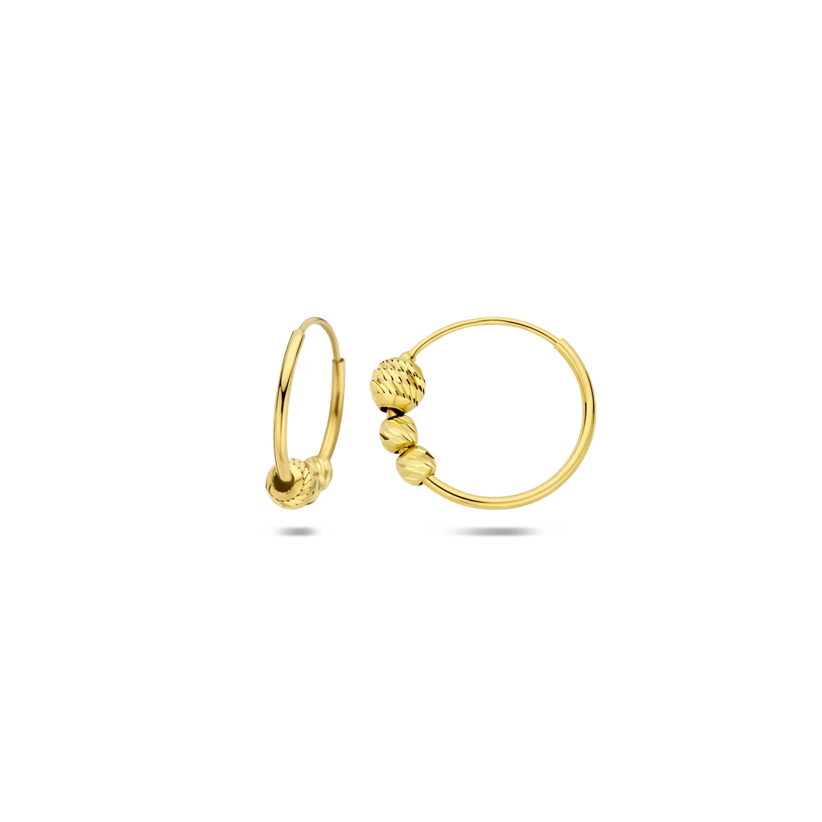 klapoorringen bolletjes 14K geelgoud