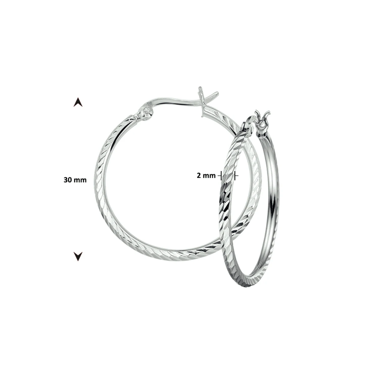 oorringen gediamanteerd zilver gerhodineerd