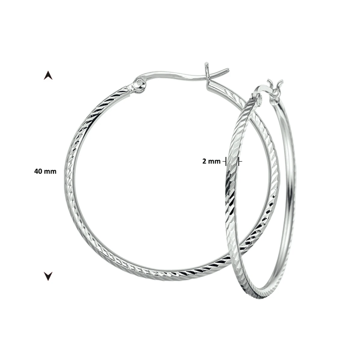 oorringen gediamanteerd zilver gerhodineerd