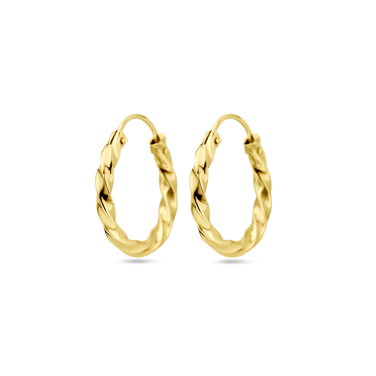oorringen gedraaide buis 17 mm 14K geelgoud