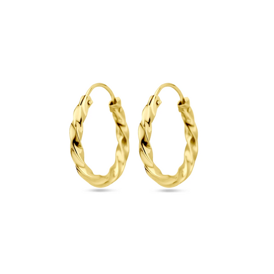 oorringen gedraaide buis 17 mm 14K geelgoud
