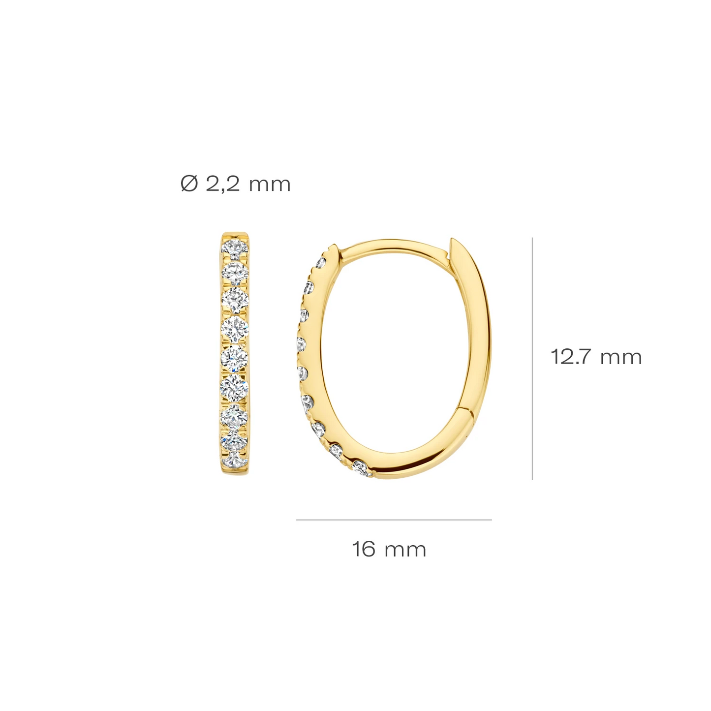 Oorringen Geelgoud 14k met lab grown diamant