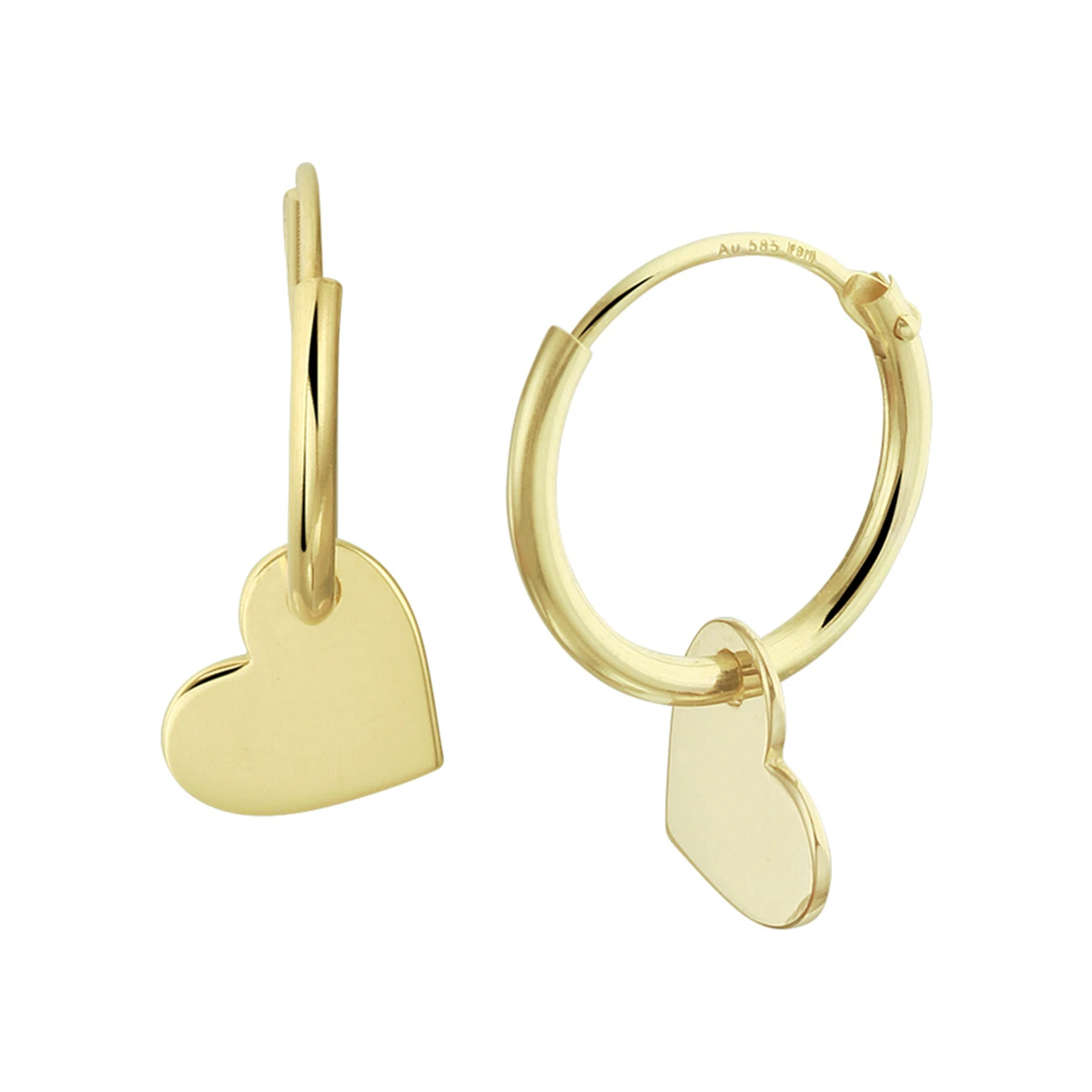 klapoorringen hart 14K geelgoud