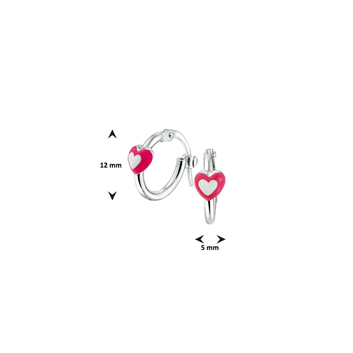 oorringen hart zilver wit