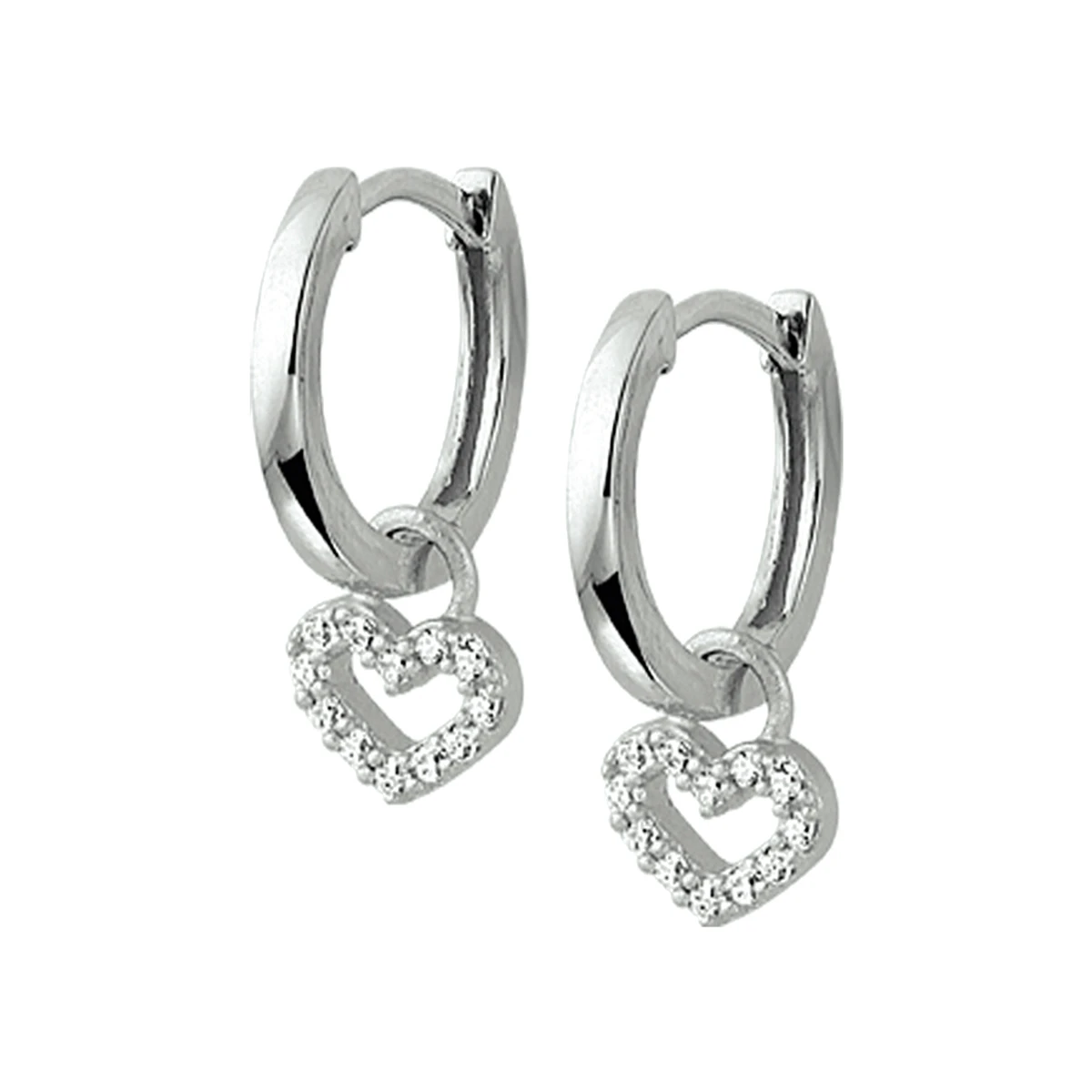 oorringen hart zirkonia zilver gerhodineerd