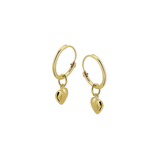 klapoorringen hartje 13 x 1,2 mm 14K geelgoud
