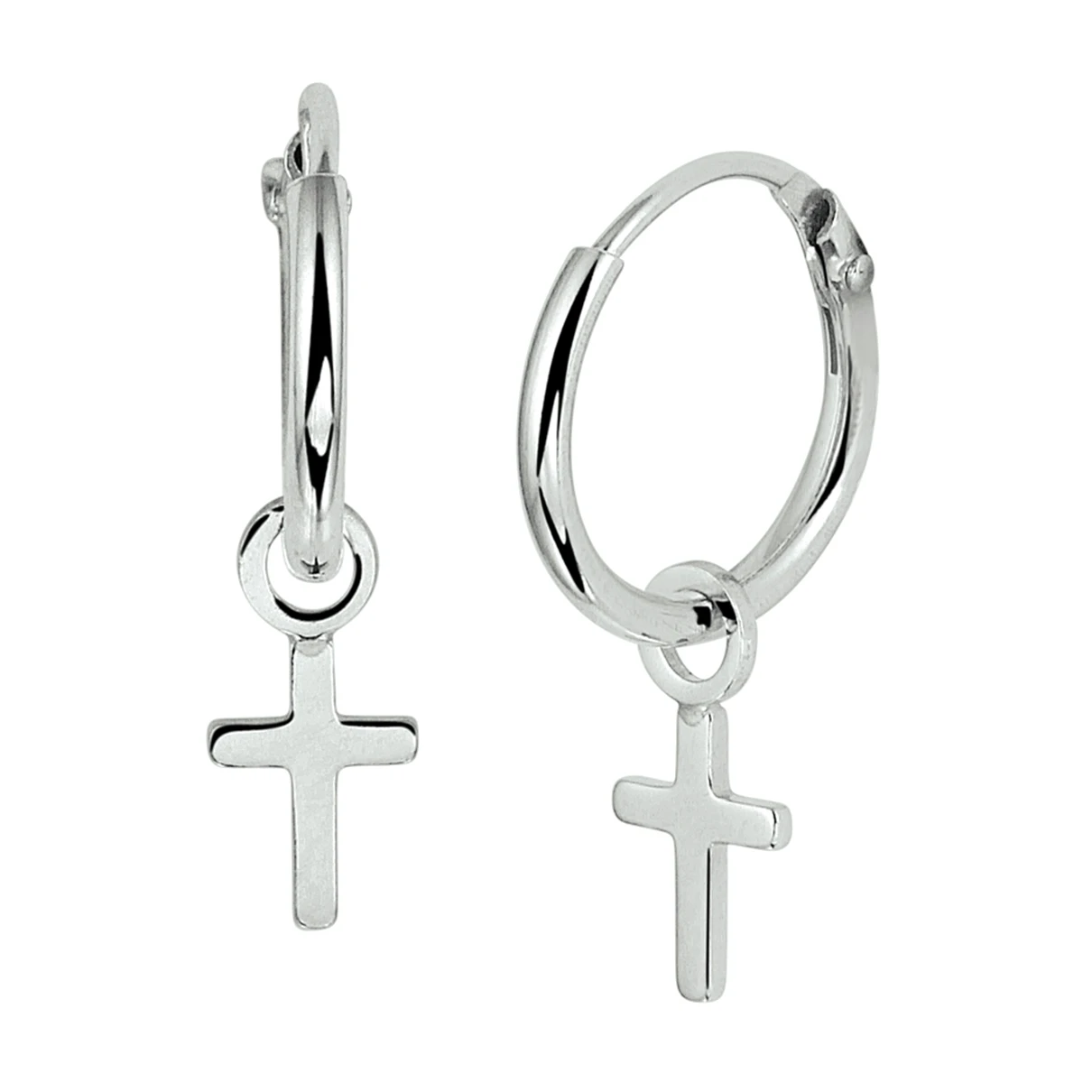 oorringen kruis zilver gerhodineerd