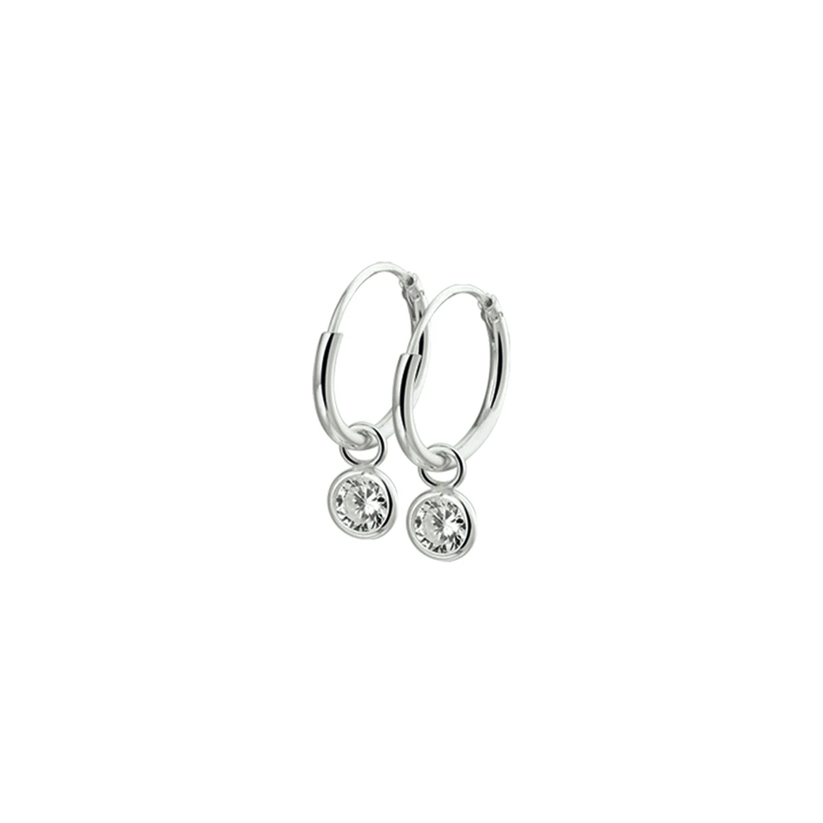 oorringen met hangers zirkonia zilver gerhodineerd