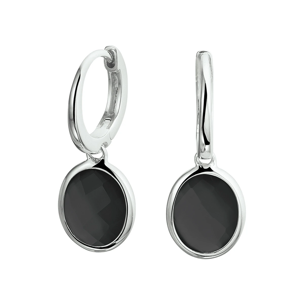 oorringen onyx 26 mm zilver gerhodineerd