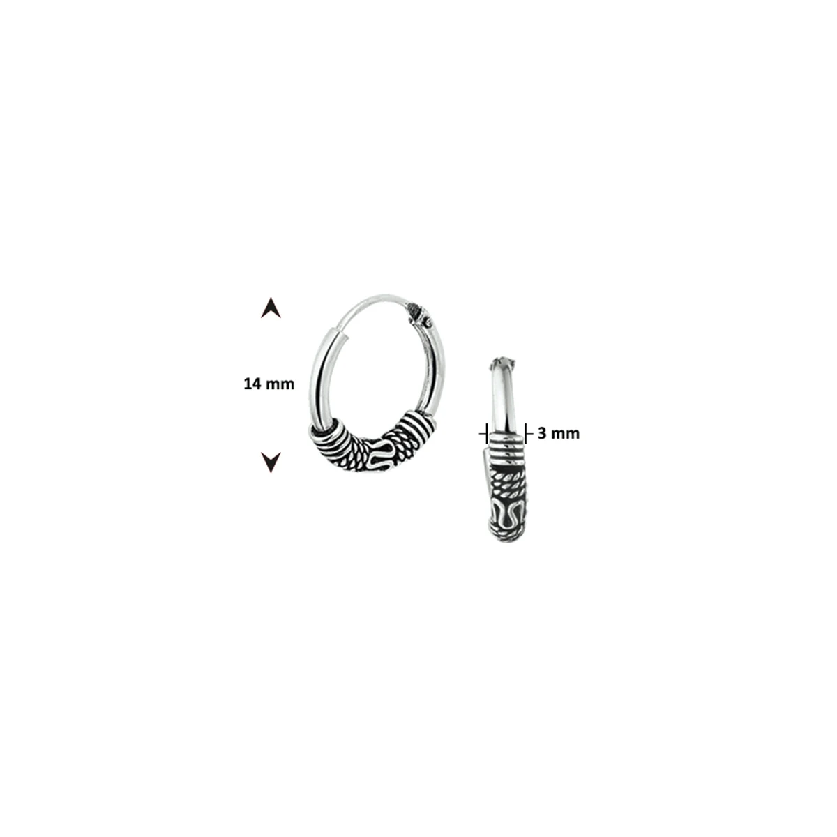 oorringen oxi bali 3,0 mm zilver geoxideerd