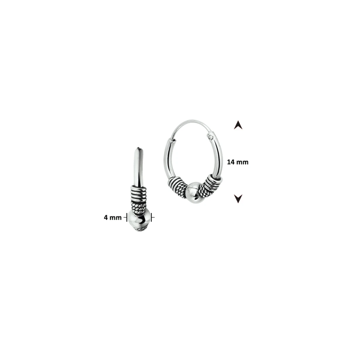 oorringen oxi bali 4,0 mm zilver geoxideerd
