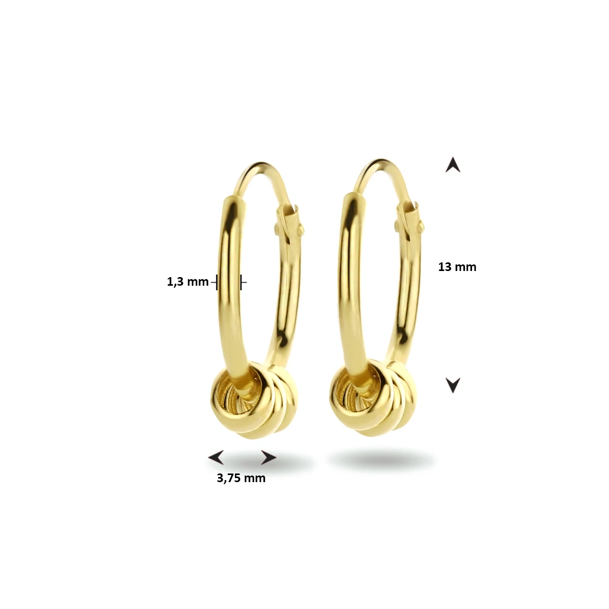 klapoorringen ringetjes 14K geelgoud