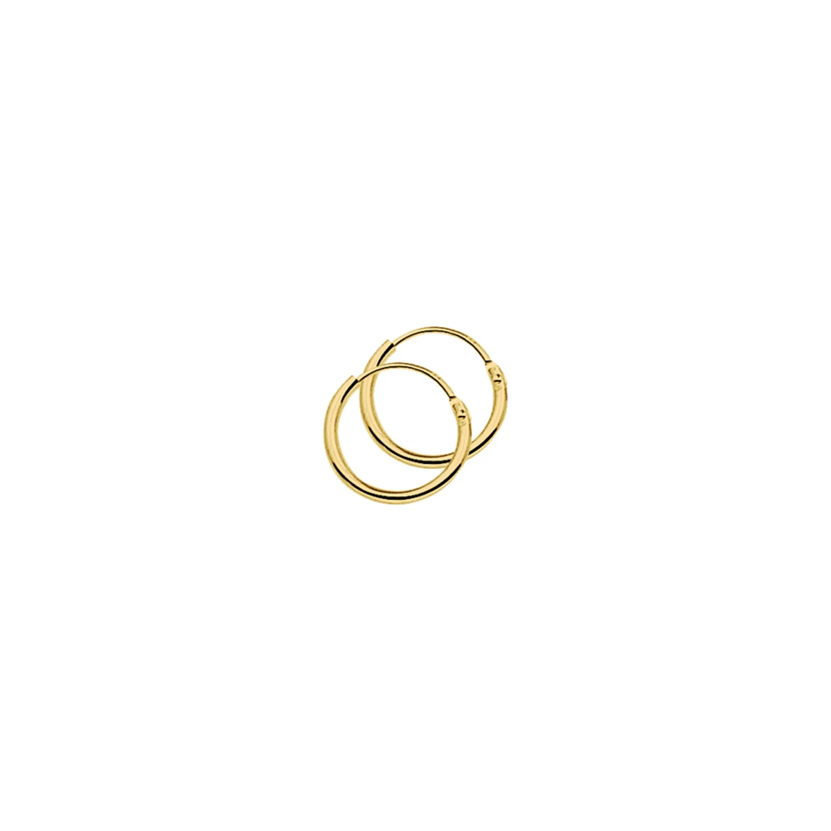 oorringen ronde buis 1,3 mm zilver verguld (geel)