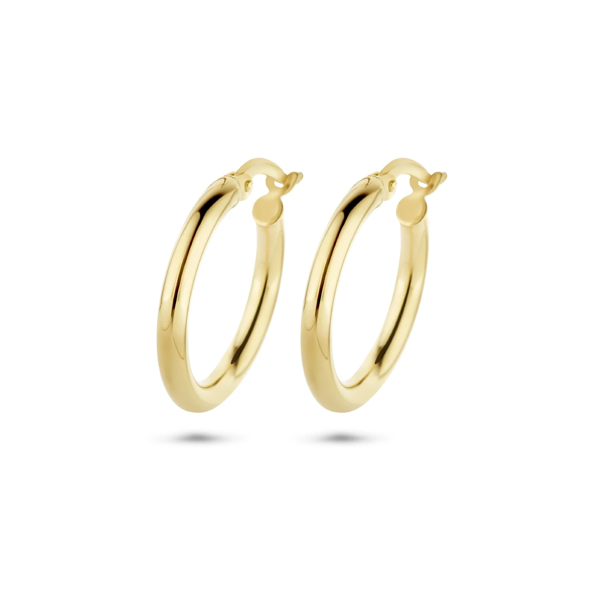 oorringen 2,5 mm ronde buis 14K geelgoud