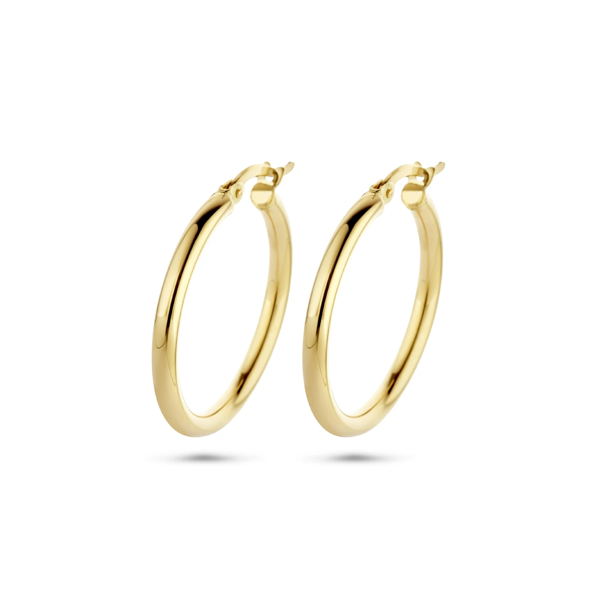 oorringen 2,5 mm ronde buis 14K geelgoud