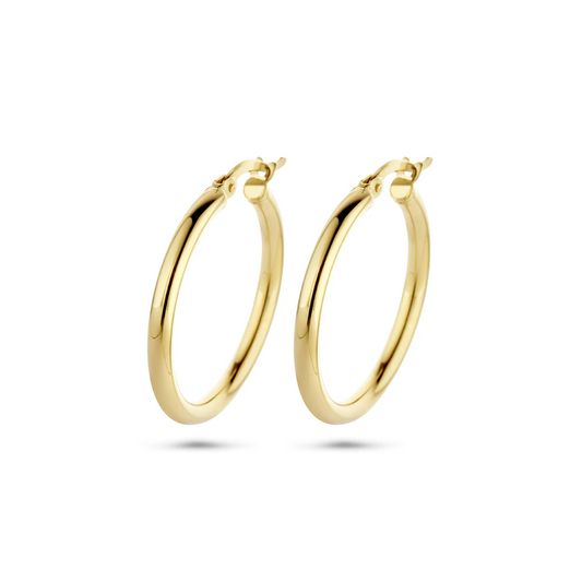 oorringen 2,5 mm ronde buis 14K geelgoud