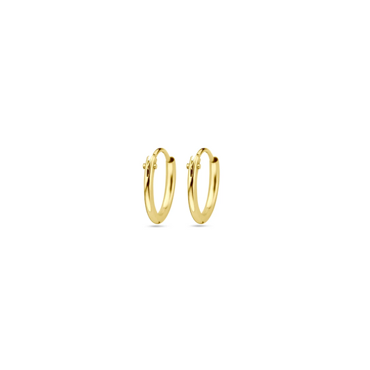 oorringen 1,3 mm ronde buis 14K geelgoud