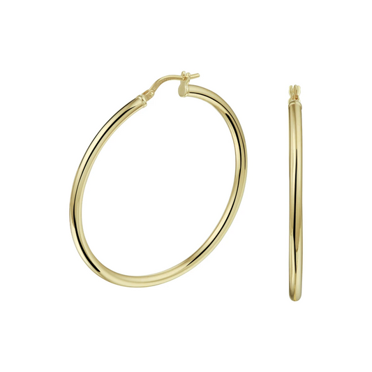 oorringen ronde buis 2.5 mm silgold (geel met zilverkern)