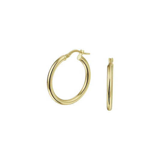 oorringen ronde buis 2.5 mm silgold (geel met zilverkern)